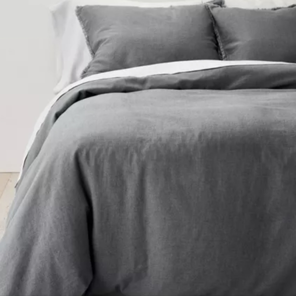 Casaluna king size heavyweight linen blend duvet Incomplete set in grey